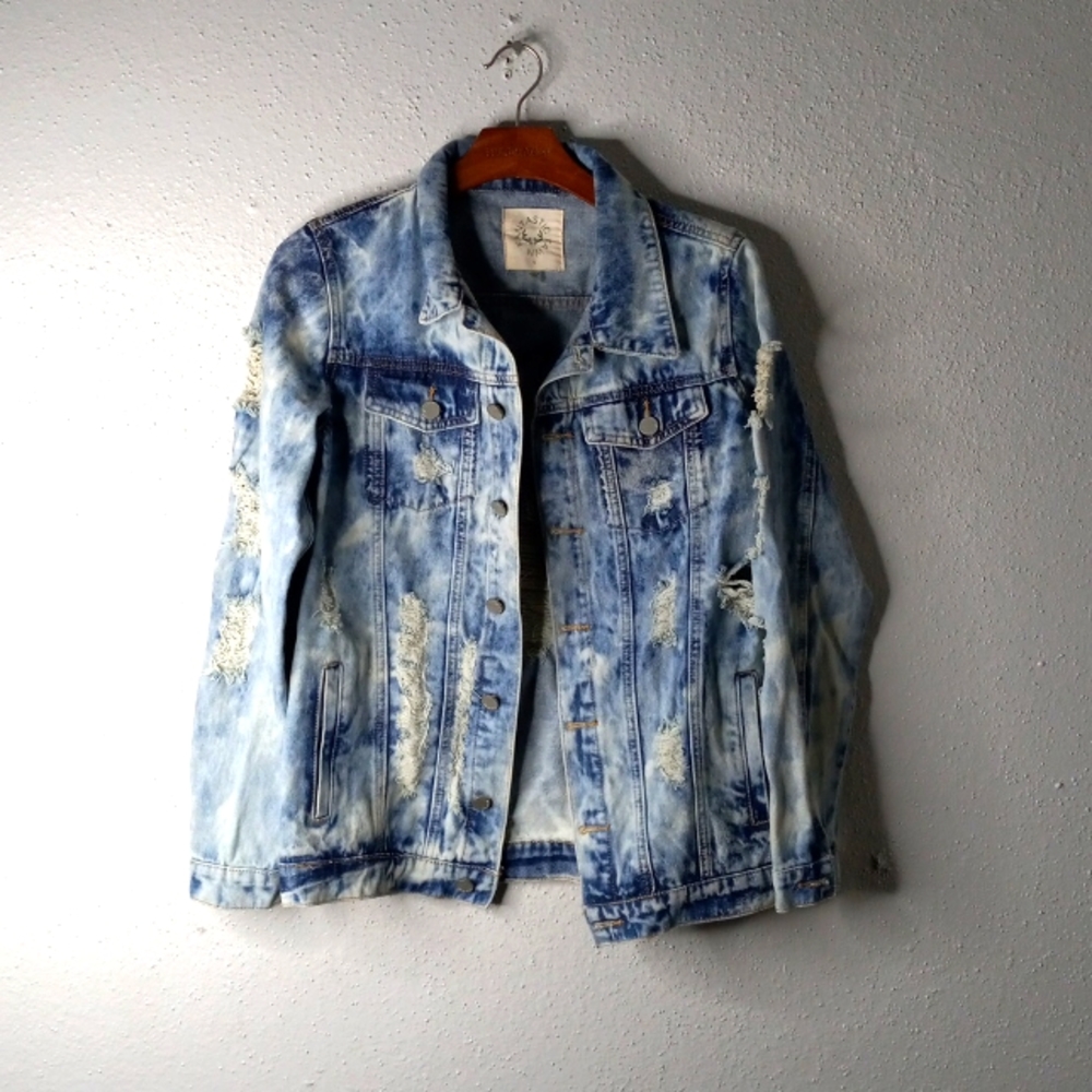 Fantastic Fawn S Destroyed Acid Wash Jeans Jacket Distressed Acid Wash